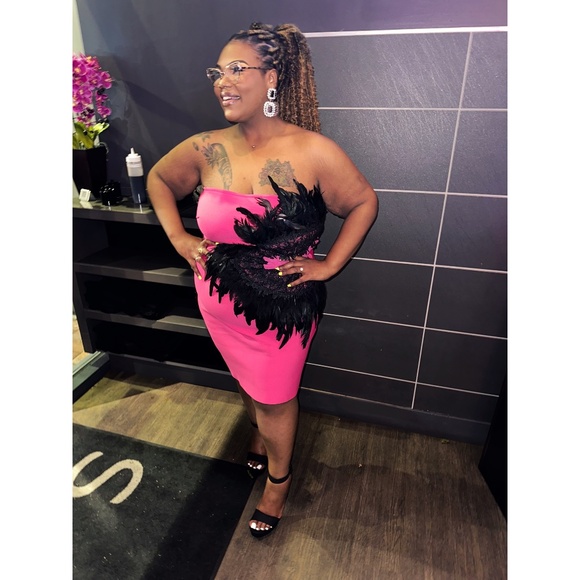 Fuchsia Feather Dress - Picture 1 of 2